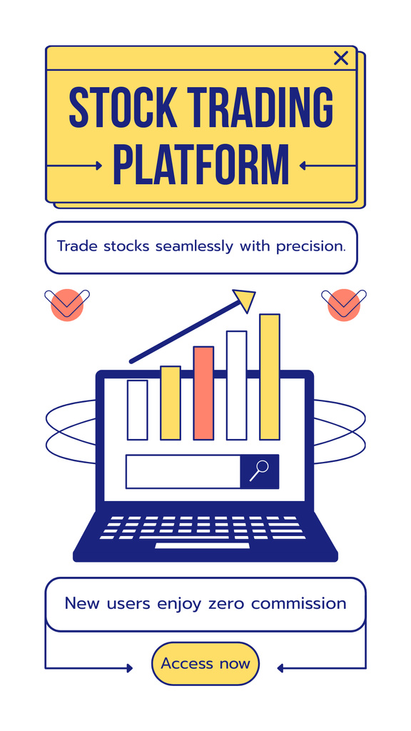Designvorlage Stock Trading Platform with Zero Commission für Instagram Story