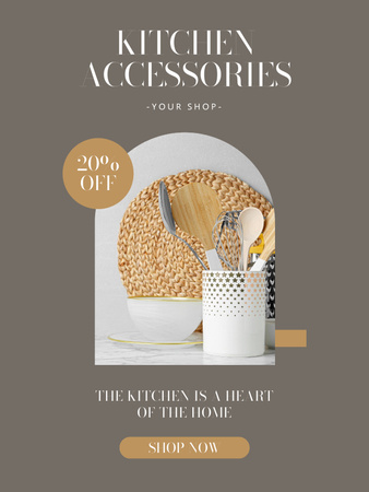 Kitchen Accessories Sale Beige Poster US Design Template
