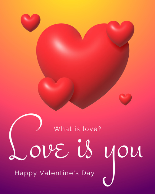 Valentine's Day Greeting With Inspirational Phrase And Hearts Instagram Post Vertical Design Template