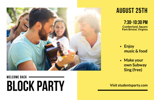 You Are Invited to Block Party Flyer 5.5x8.5in Horizontal Design Template