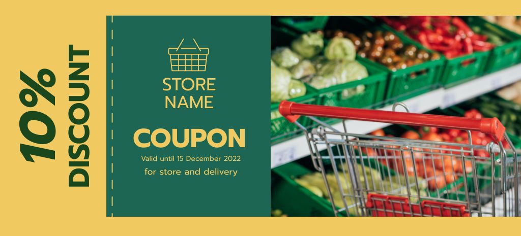 Platilla de diseño Grocery Products And Veggies Delivery Discount Coupon 3.75x8.25in