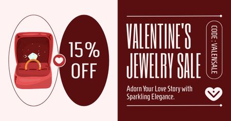 Ontwerpsjabloon van Facebook AD van Valentijnsdag sieraden verkoopaanbieding met prachtige ring