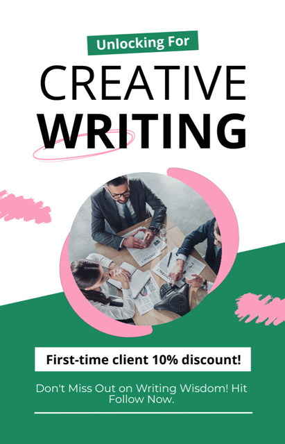 Modèle de visuel Creative Writing Service With Discounts For First Time Client - IGTV Cover