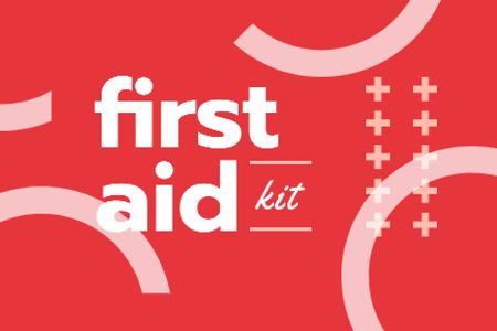 Plantilla de diseño de First Aid Kit promotion in red Label 
