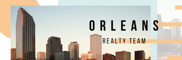 Real Estate Ad with Orleans Modern Buildings Email header Modelo de Design