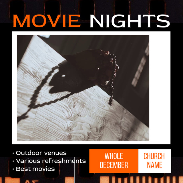 Movie Nights Announcement In Church Animated Post Design Template
