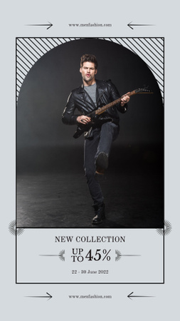 Platilla de diseño Men's Fashion Ad with Man Playing Guitar Instagram Story