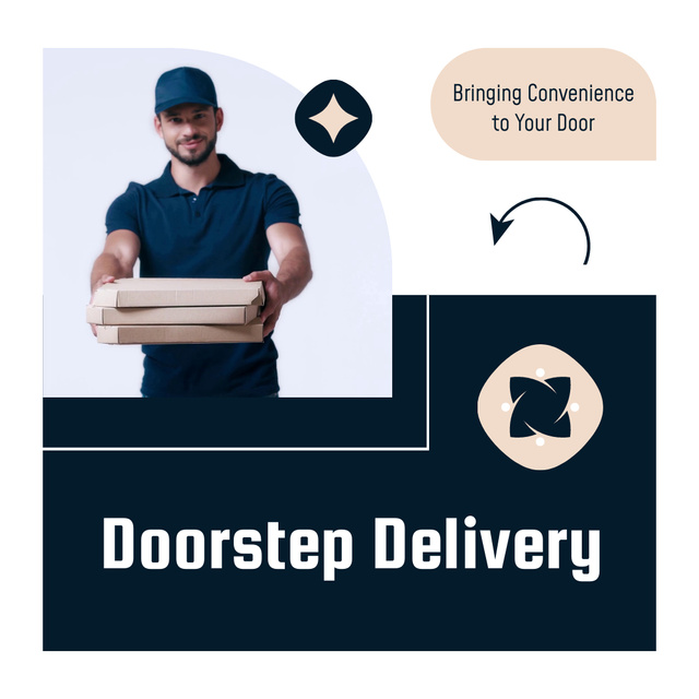 Doorstep Delivery of Food Animated Post Modelo de Design