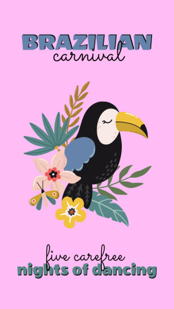 Designvorlage Carnival Announcement with Cute Toucan für Instagram Story