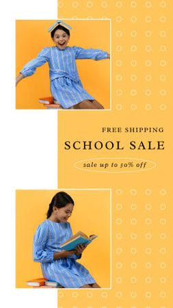 Designvorlage Free Shipping School Supplies Sale für Instagram Story