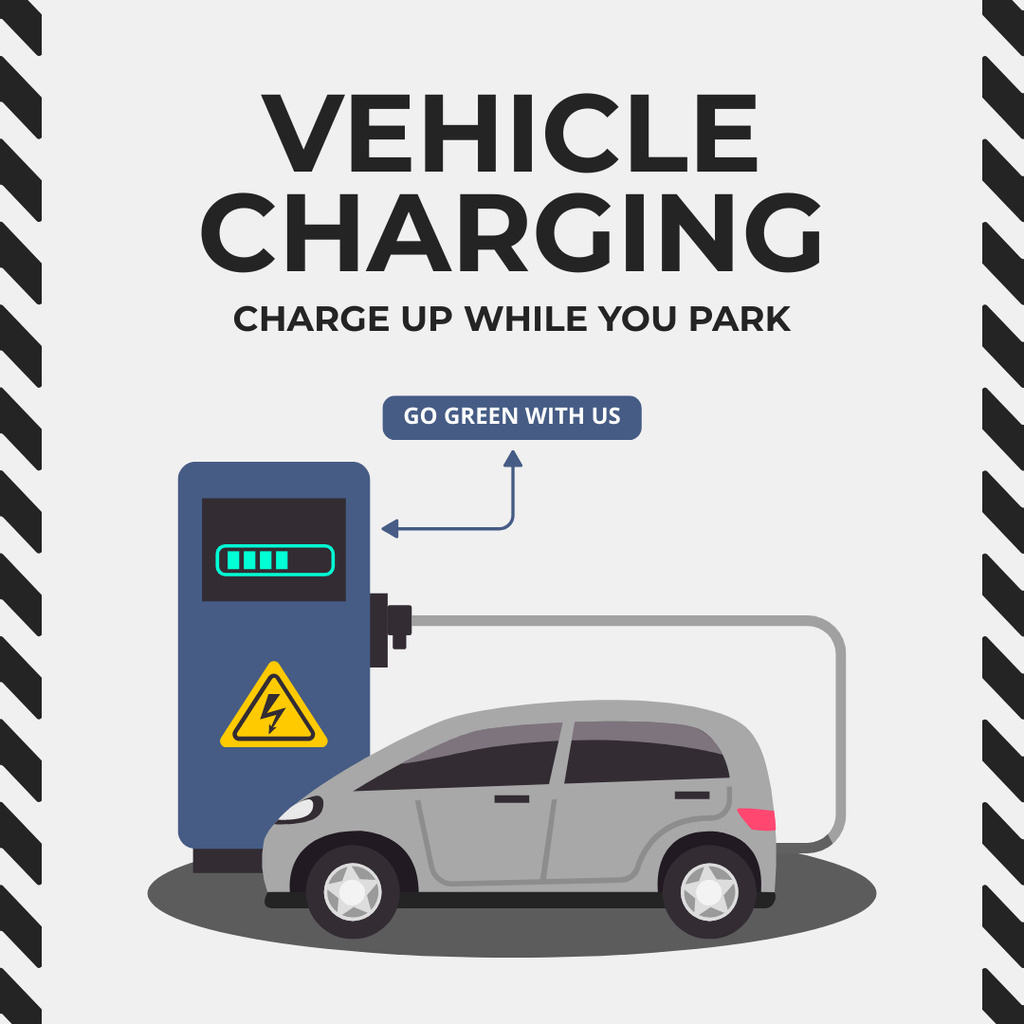 Charging Station Services for Electric Vehicles Instagram AD Šablona návrhu