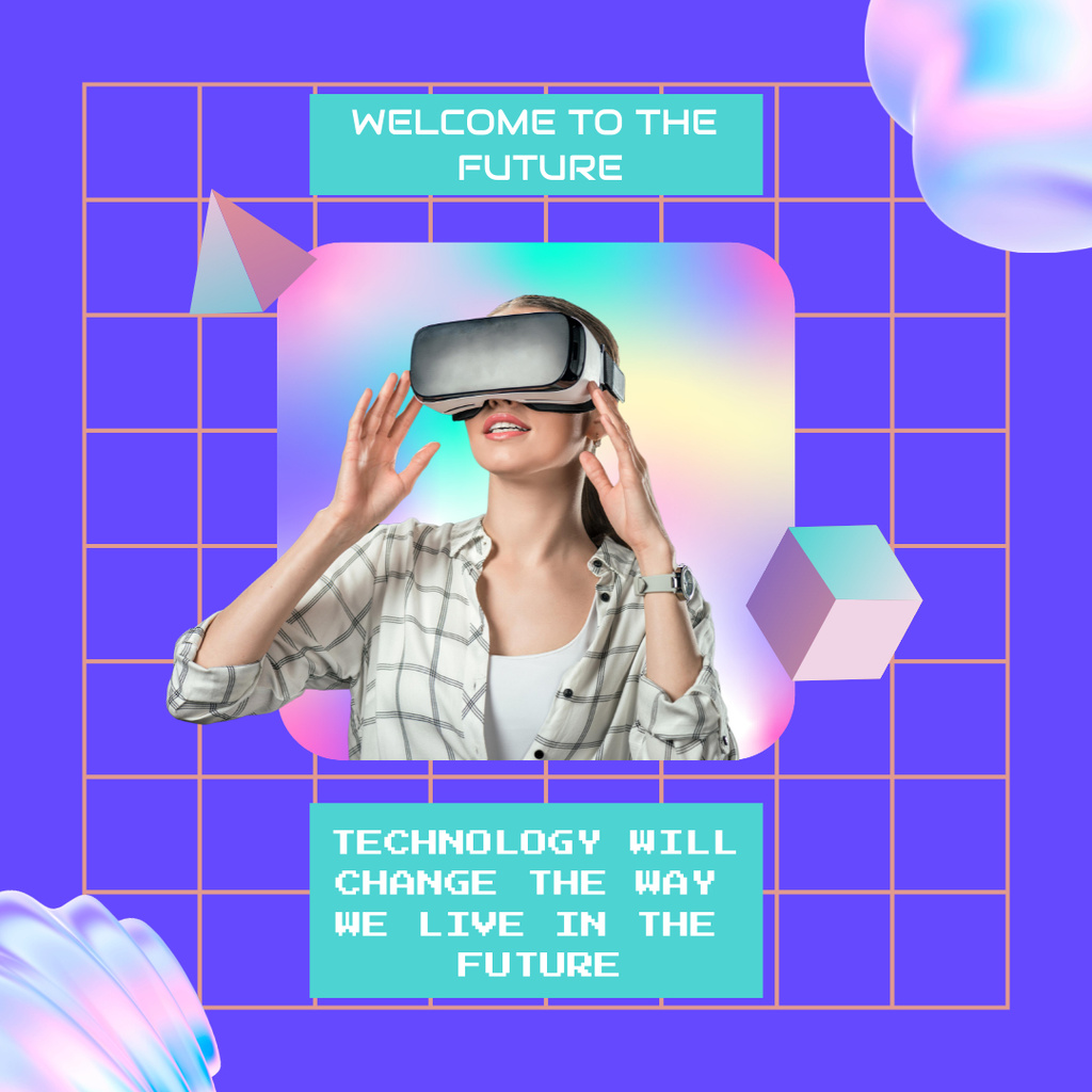 Quote About Future And Virtual Reality Glasses Instagram tervezősablon
