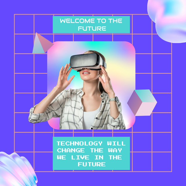 Quote About Future And Virtual Reality Glasses Instagram Πρότυπο σχεδίασης