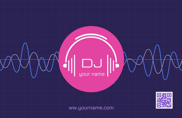 DJ Concert on Pink and Blue Business Card 85x55mm Design Template