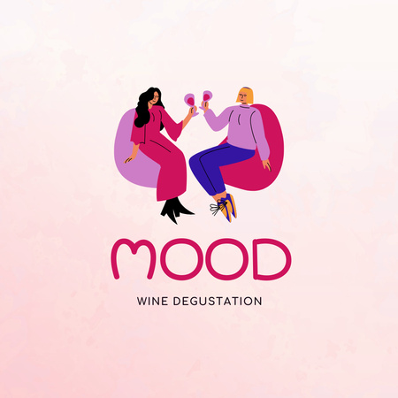 Wine Degustation Announcement Logo Design Template