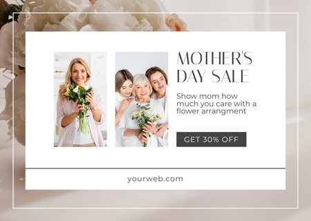 Mother's Day Sale with Women with Spring Flowers Card Design Template
