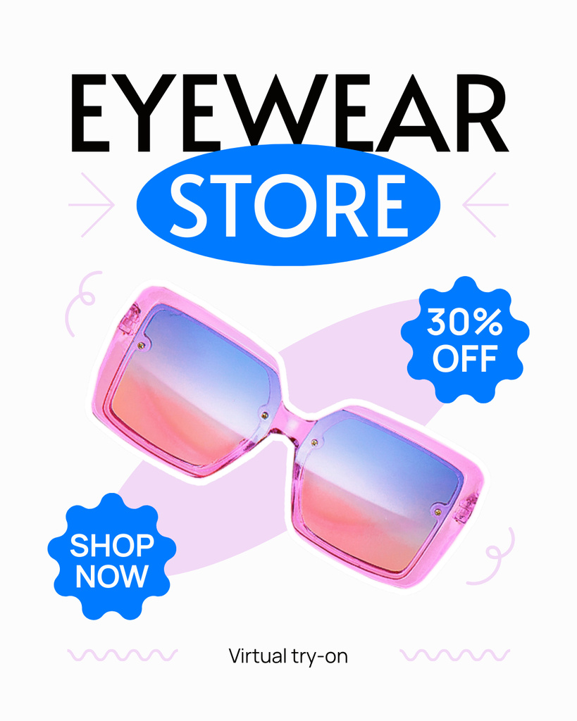 Discount on New Sunglasses Collection Instagram Post Vertical Tasarım Şablonu