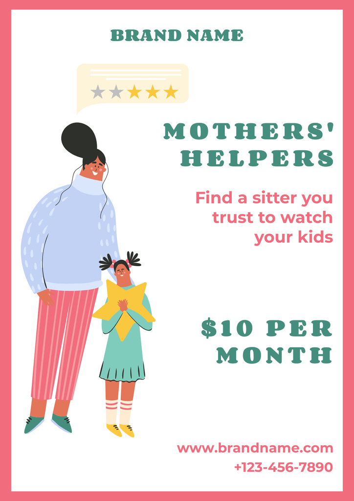 Fun-loving Babysitting Services Offer In White Poster Šablona návrhu
