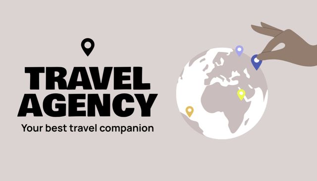 Travel Agency Ad with Globe with Location Business Card US Tasarım Şablonu