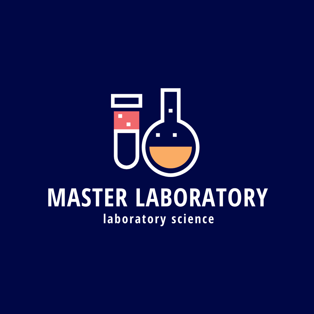 Laboratory Equipment Glass Flasks Logo Šablona návrhu