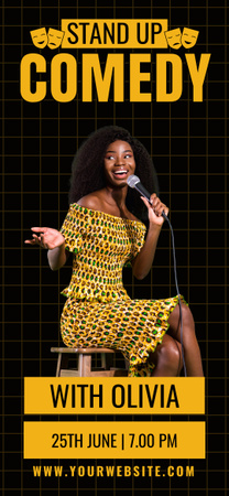 Nuori nainen esiintymässä Stand-up Comedy Showssa Snapchat Geofilter Design Template