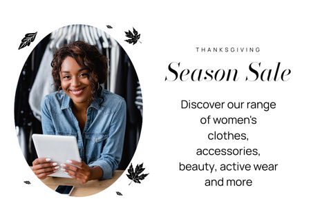 Ontwerpsjabloon van Flyer 5x7in Horizontal van Seasonal Sale on Thanksgiving Announcement