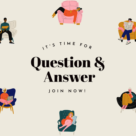 Q&A Session Invitation with People Sitting in Armchairs Instagram Design Template