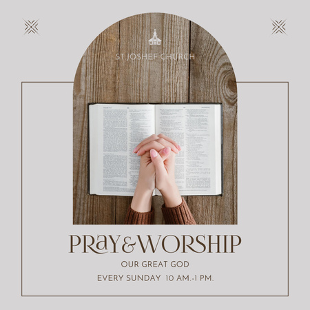 Pray and Worship Announcement with Bible Instagram Design Template