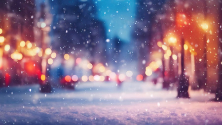 Evening Winter City View Zoom Background Design Template