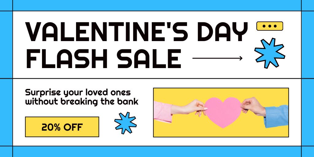 Spectacular Valentine's Day Flash Sale With Discounts Twitter Šablona návrhu