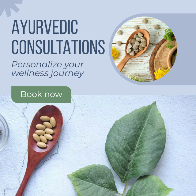 Personalized Ayurvedic Consultations With Booking And Herbs Animated Post Πρότυπο σχεδίασης