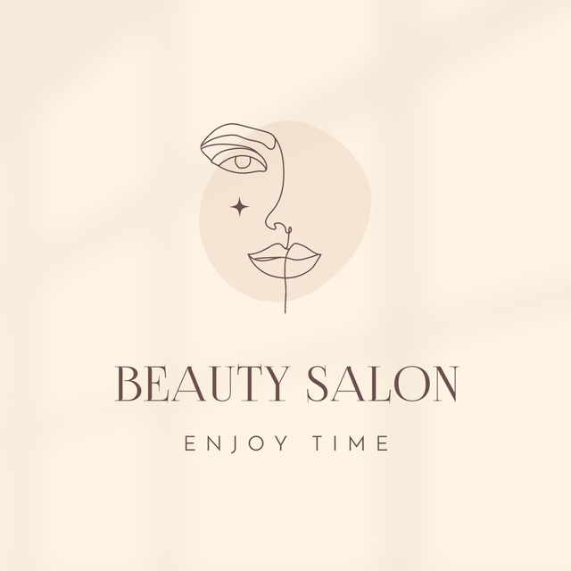 Beauty Studio Ad with Female Line Art  And Slogan Logo Tasarım Şablonu