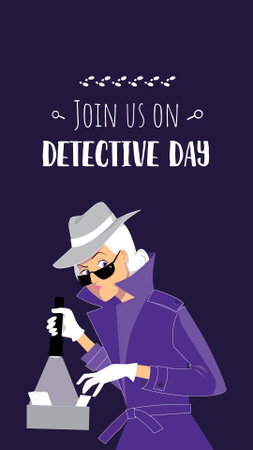 Designvorlage Detective Day Celebration Announcement with Woman holding Flashlight für Instagram Story