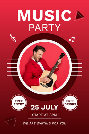 Bright Guitar Music Party With Free Entry Pinterest Design Template