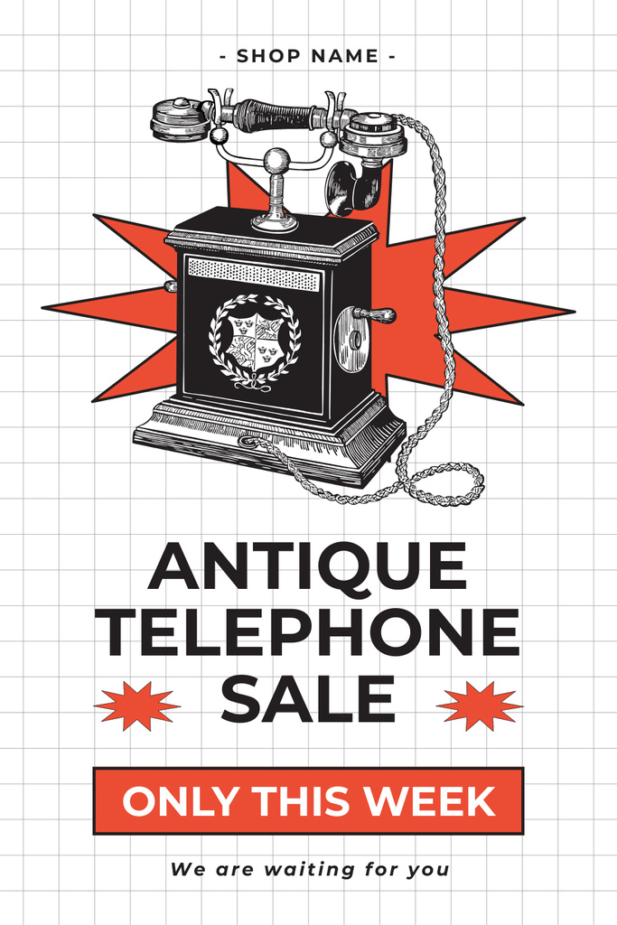 Classic Telephone Sale Offer On Week Pinterest Πρότυπο σχεδίασης