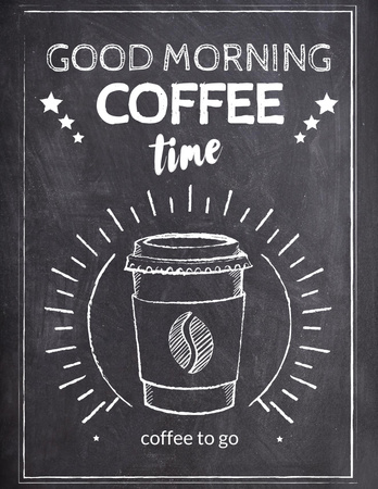 Coffee time chalk advertisement Flyer 8.5x11in Design Template