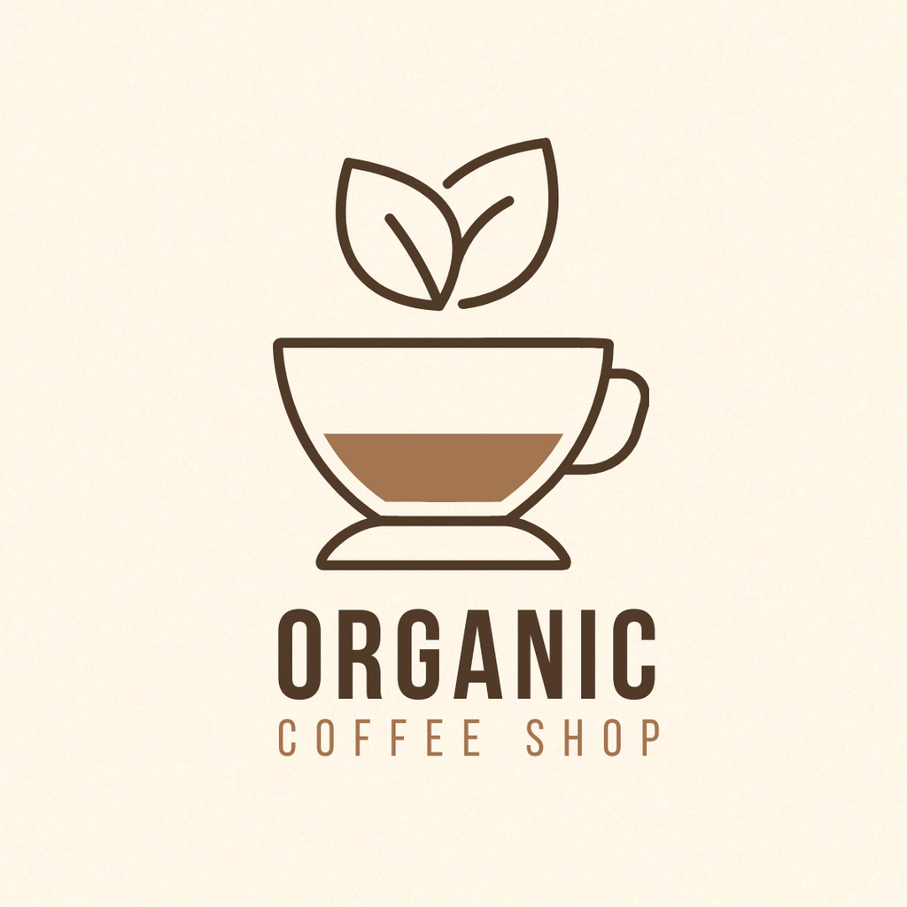 Coffee Shop Emblem with Organic Coffee in Cup Logo 1080x1080pxデザインテンプレート