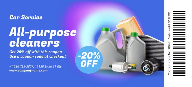 Designvorlage Discount Offer of Car Cleaners für Coupon 3.75x8.25in