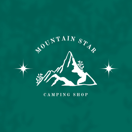 Camping Shop Ad with Mountains Illustration Logo 1080x1080px tervezősablon
