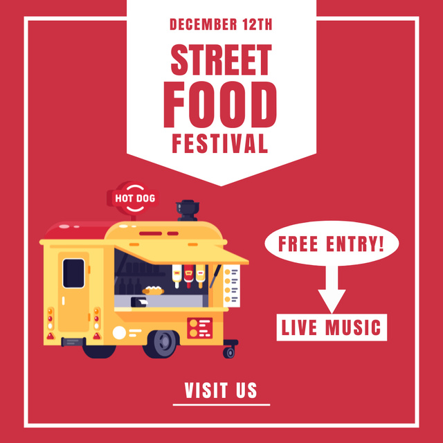 Street Food Festival Announcement with Live Music Instagram Design Template