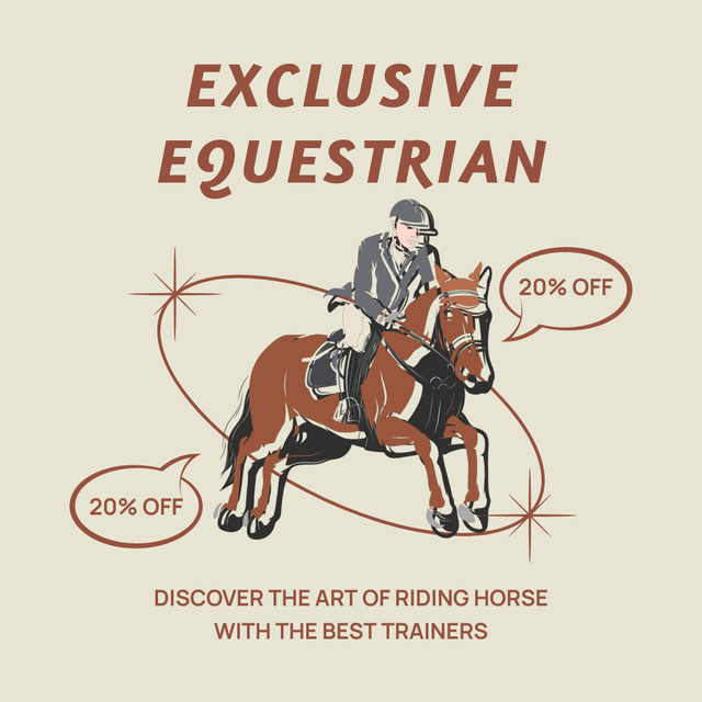 Ontwerpsjabloon van Animated Post van Exclusive Discount on Equestrian Trainer Services