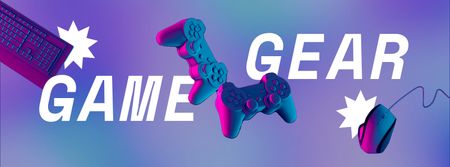 Gaming Gear Sale Offer with Joysticks and Keyboard Facebook Video cover Design Template
