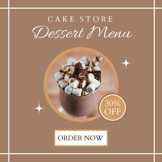 Delicious Dessert Menu Offer with Marshmallow Instagram Tasarım Şablonu
