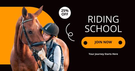 Lessons at Riding School with Discount Facebook AD Design Template