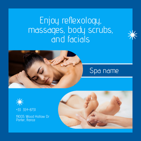 Collage of Relaxed Women Enjoying Massage at Spa Instagram Design Template