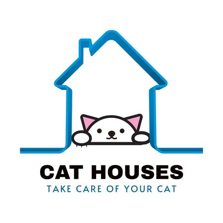 Plantilla de diseño de Venta al por menor de casas para gatos Animated Logo 