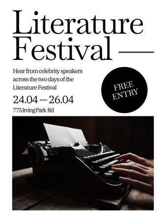 Literature Festival Event Announcement Poster US Design Template
