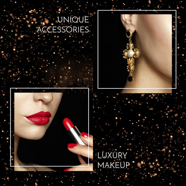 Modèle de visuel Woman wearing jewelry and red lipstick - Animated Post