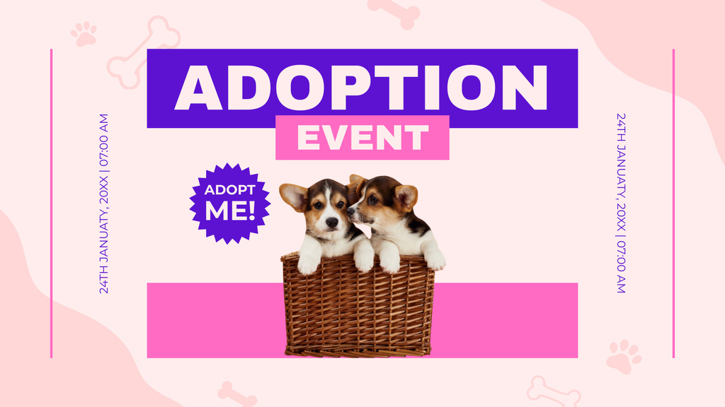 Big Adoption Event With Puppies FB event coverデザインテンプレート