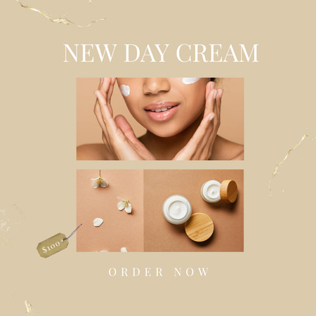 Designvorlage Woman applying Skincare Cream für Instagram